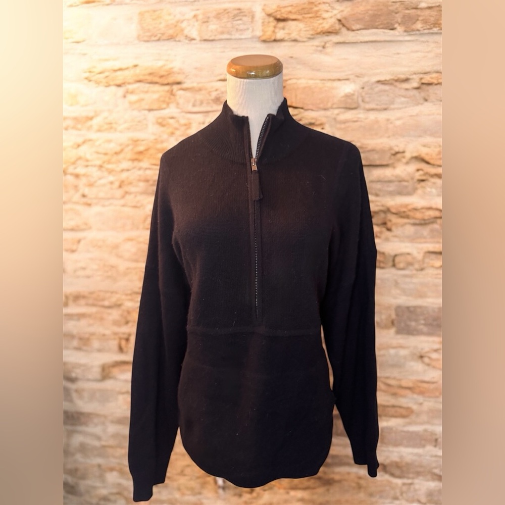 [Naked Cashmere] Black 100% Cashmere Half Zip Pullover Sweater Sz: M